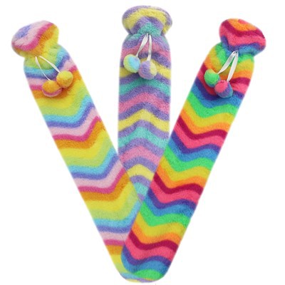 Dlhý obal z umelej kožušiny na fľašu s horúcou vodou